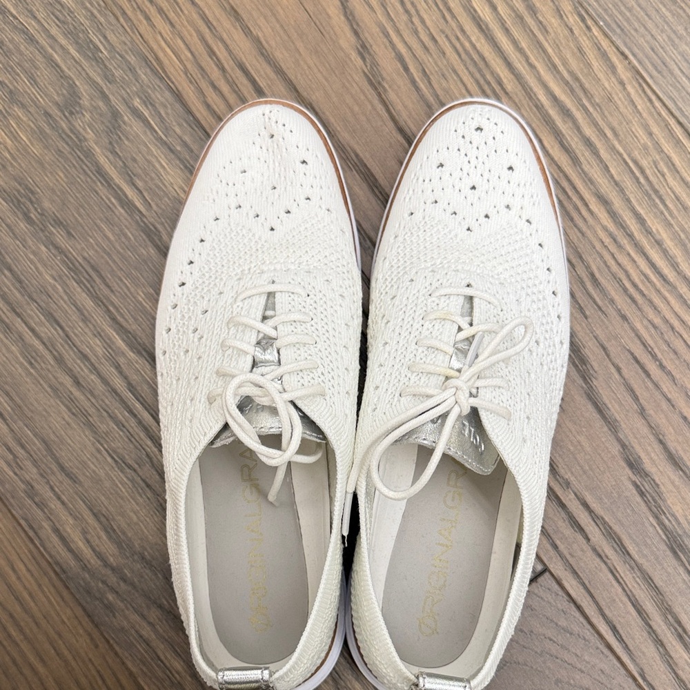 Cole Haan Women's Knit Lace-Up Oxford Shoes in Off-White